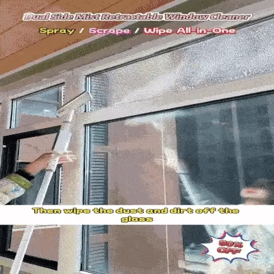 Nettoyeur de vitres télescopiques 3 en 1 avec pulvérisateur intégré