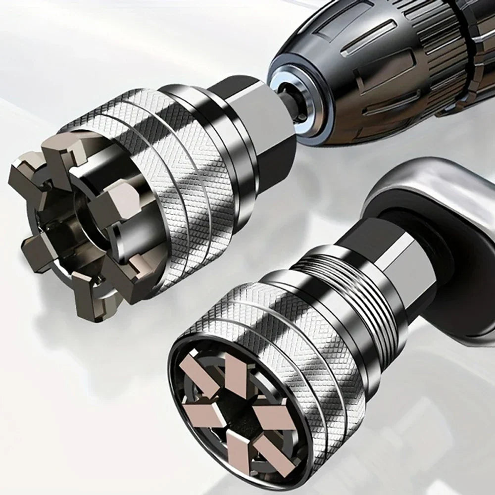 Clé à Douille Universelle Réglable 10–19 mm – Cliquet Multifonction avec Tige – Kit 2 Pièces