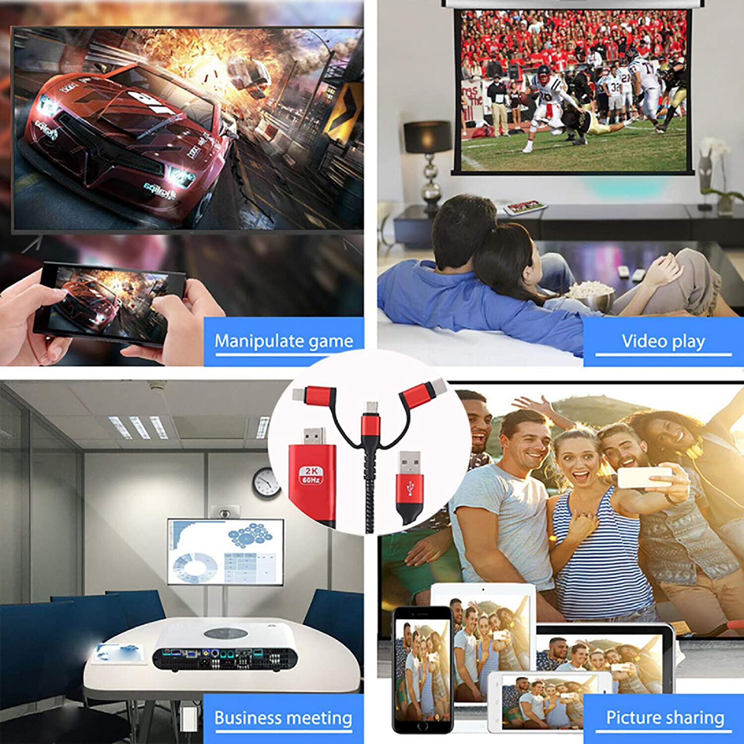 Câble HDMI smartphone 3 en 1 - Votre téléphone sur la TV