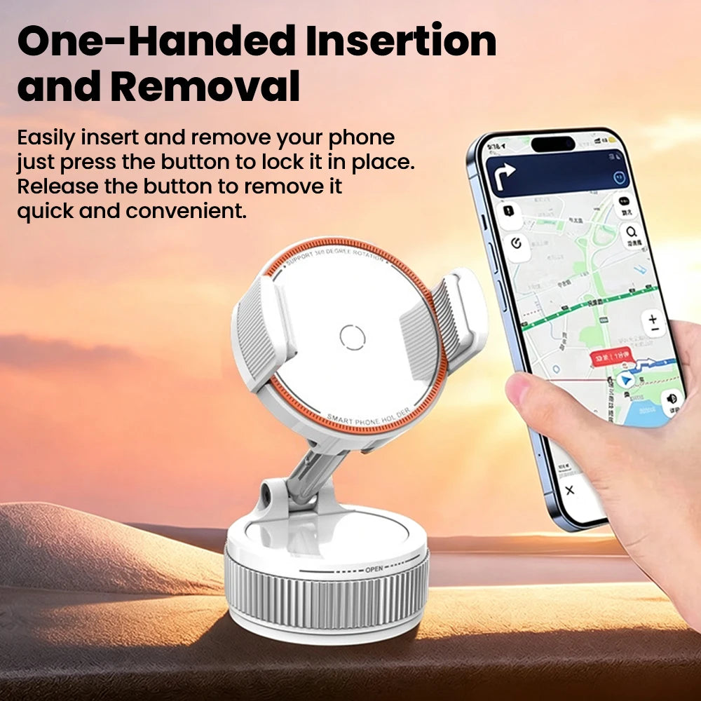 Support Téléphone Voiture à Ventouse – Rotatif à 360°, Pliable et Réglable