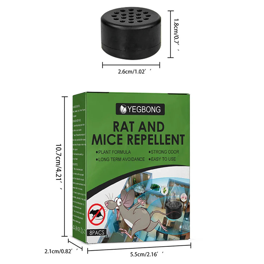 8x Répulsifs Anti Rats & Souris pour Intérieur/ Extérieur