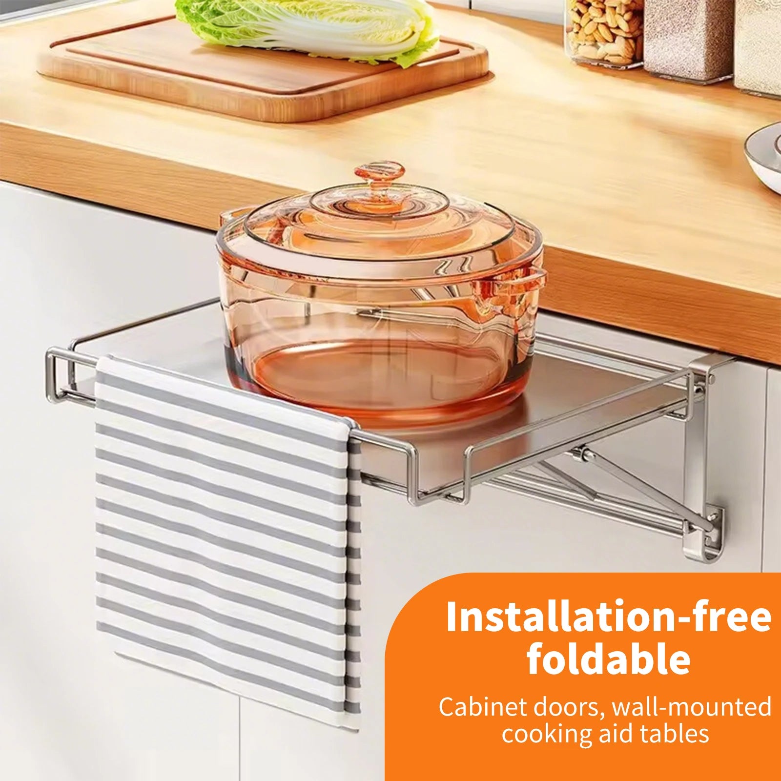 Étagère Pliable en Acier Inox – Extension Suspendu Sans Perçage pour Cuisine et Salle de Bain