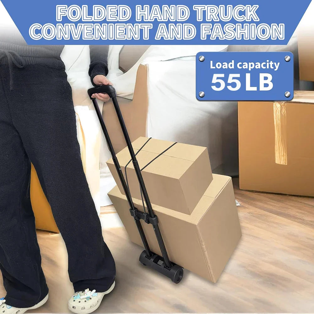 Diable à Main Pliable et Portable avec Cordes de Maintien - Jusqu'à 25kg