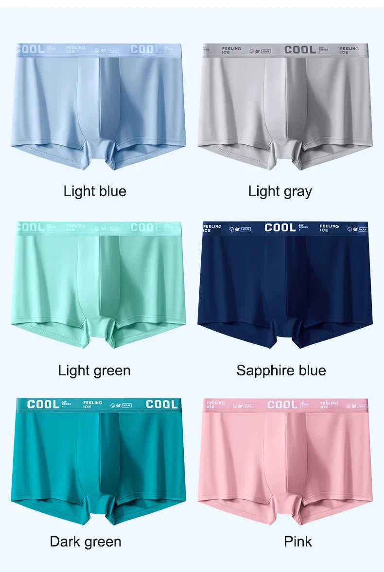 COOL - 4 Boxers Homme Ultra-Légers en Soie Glacée