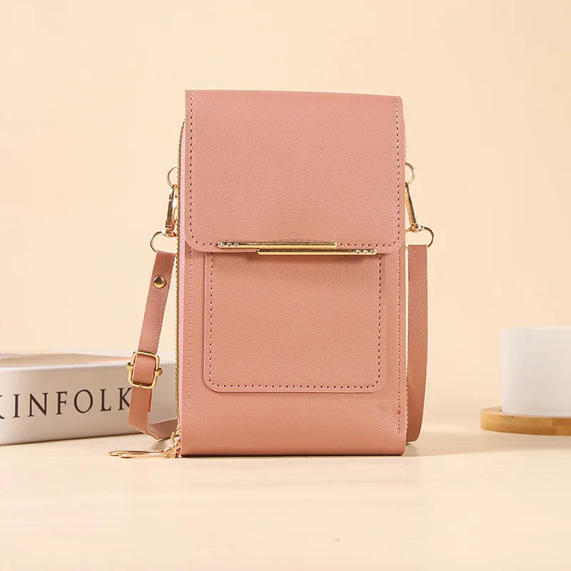Mini Sac Bandoulière Porte-Cartes avec Écran Tactile en Cuir PU