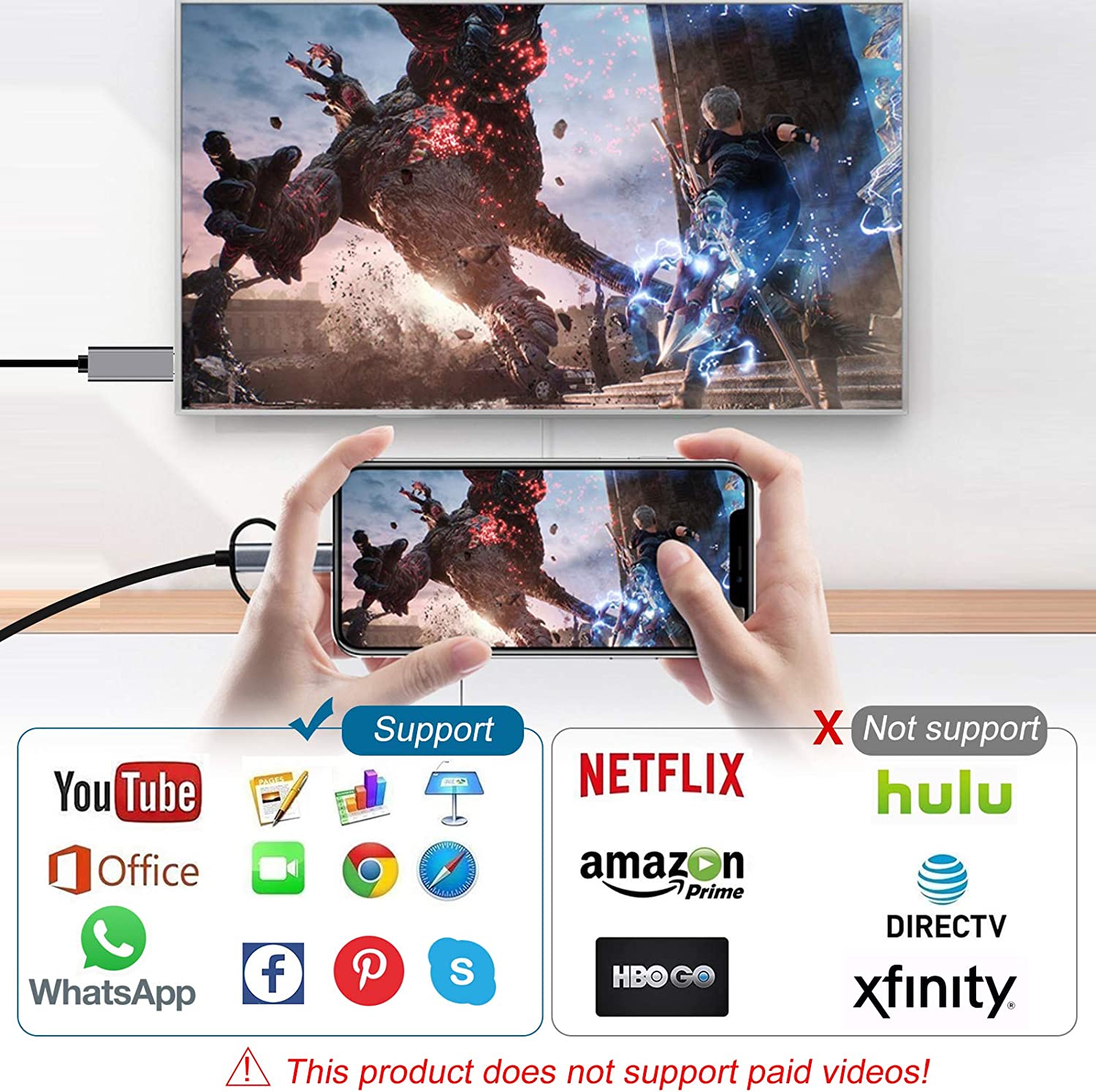 Câble HDMI smartphone 3 en 1 - Votre téléphone sur la TV