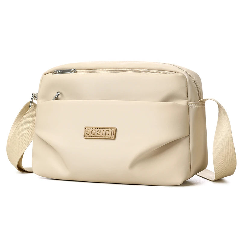 Sac Bandoulière Femme en Nylon Imperméable – Double Compartiment et Multiples Poches Zippées