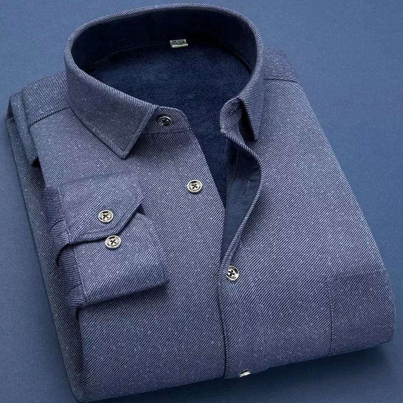 Chemise d'affaires à manches longues - Epaisse avec intérieur Polaire chaude