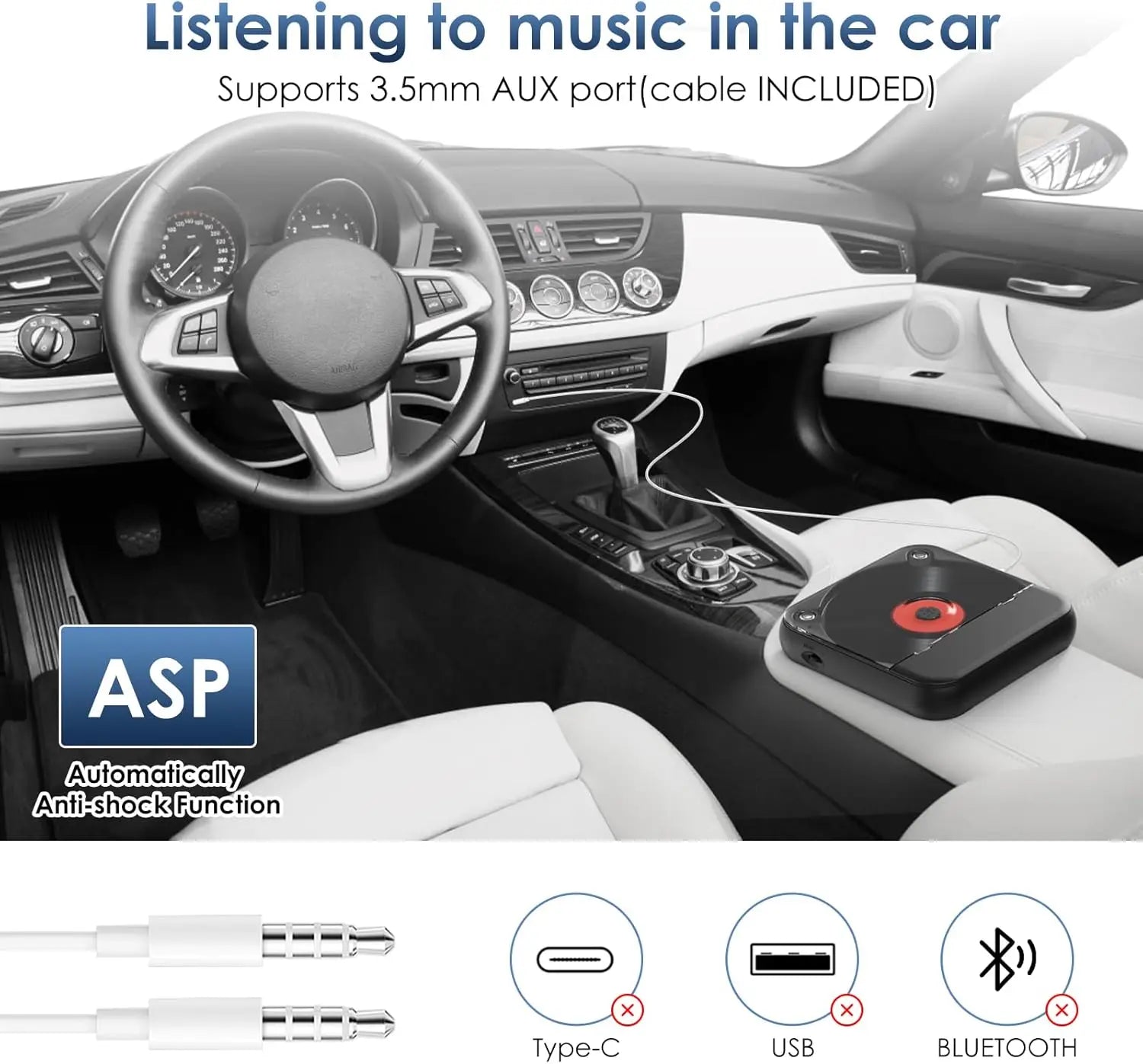 Lecteur CD Bluetooth Portable Ultra Plat à Grande Autonomie