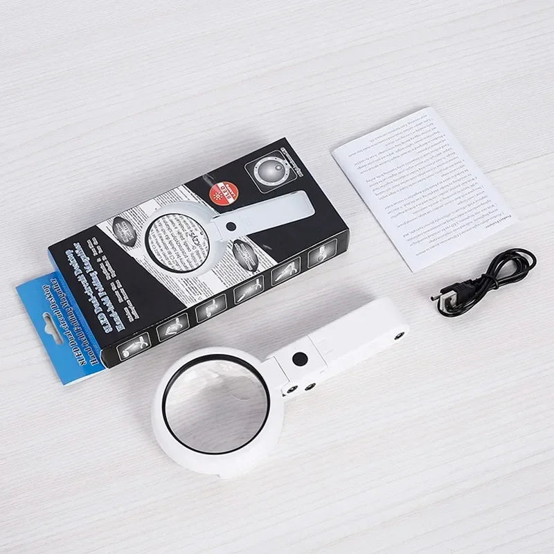 Loupe de lecture avec Pied & Lumière – 8 LEDs Blanches