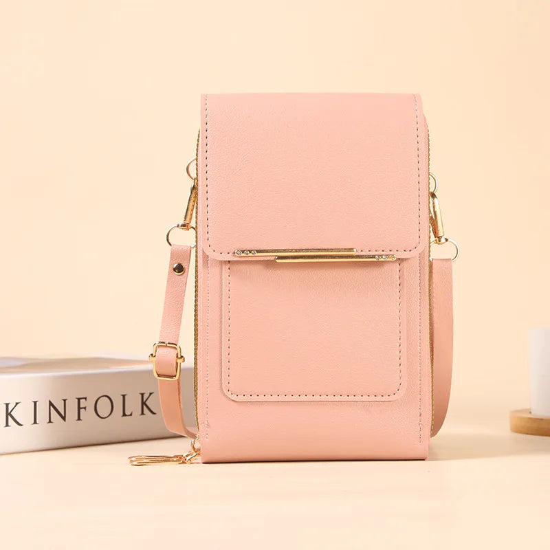 Mini Sac Bandoulière Porte-Cartes avec Écran Tactile en Cuir PU