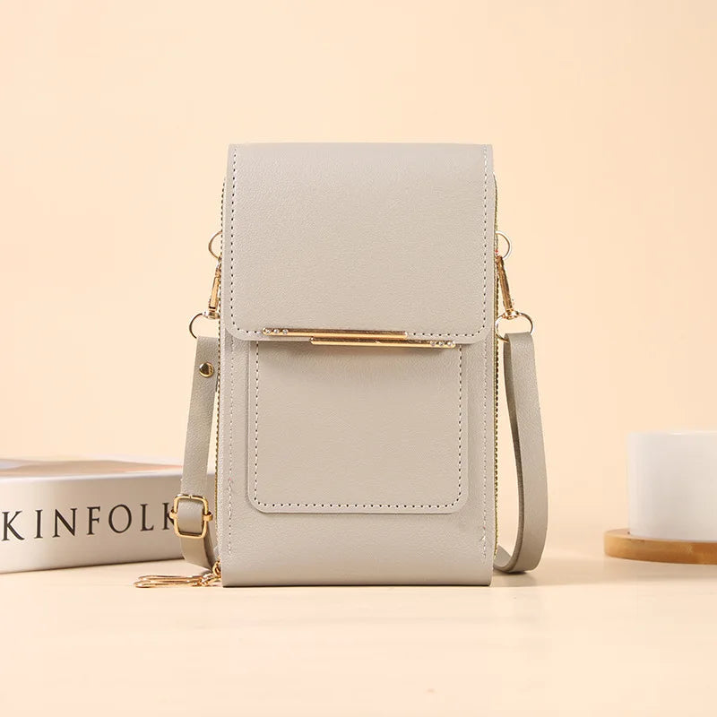 Mini Sac Bandoulière Porte-Cartes avec Écran Tactile en Cuir PU
