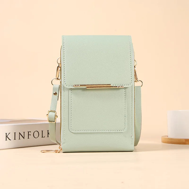 Mini Sac Bandoulière Porte-Cartes avec Écran Tactile en Cuir PU