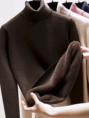 Pull Slim Col Roulé - Intérieur Peluche Douce