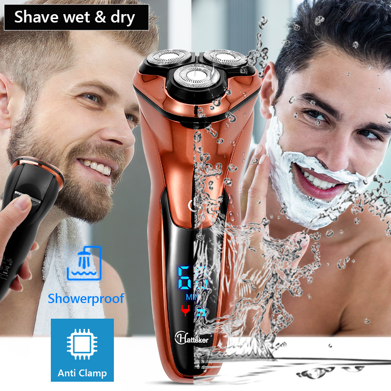 Machine Rasoir Rasoir électrique 3 têtes sans-fil avec écran LCD 2 en 1