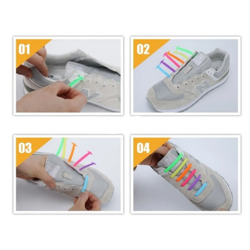 QUICK LAZY SHOELACE - 14x Lacets en silicone sans laçage