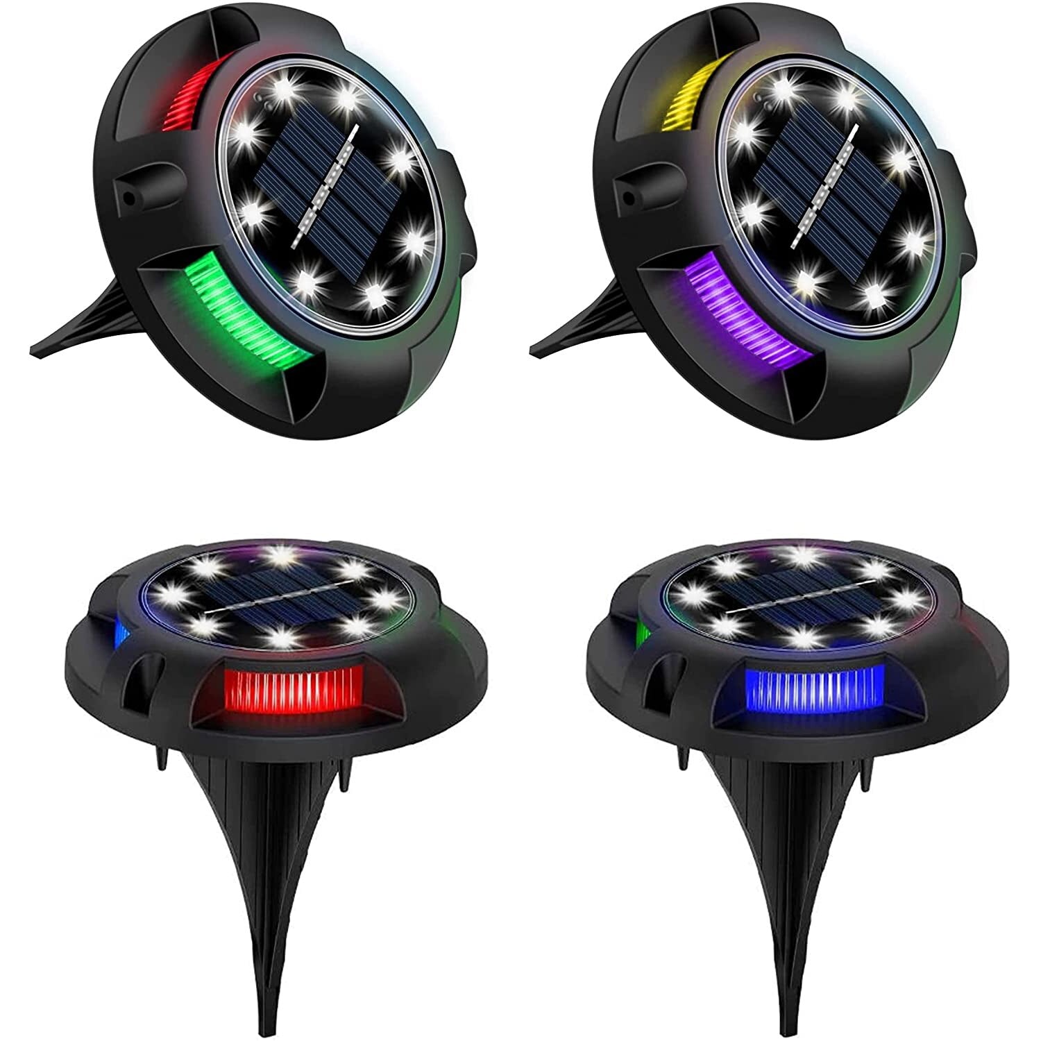 Lot de 4 Spots LED solaires discrets pour jardin