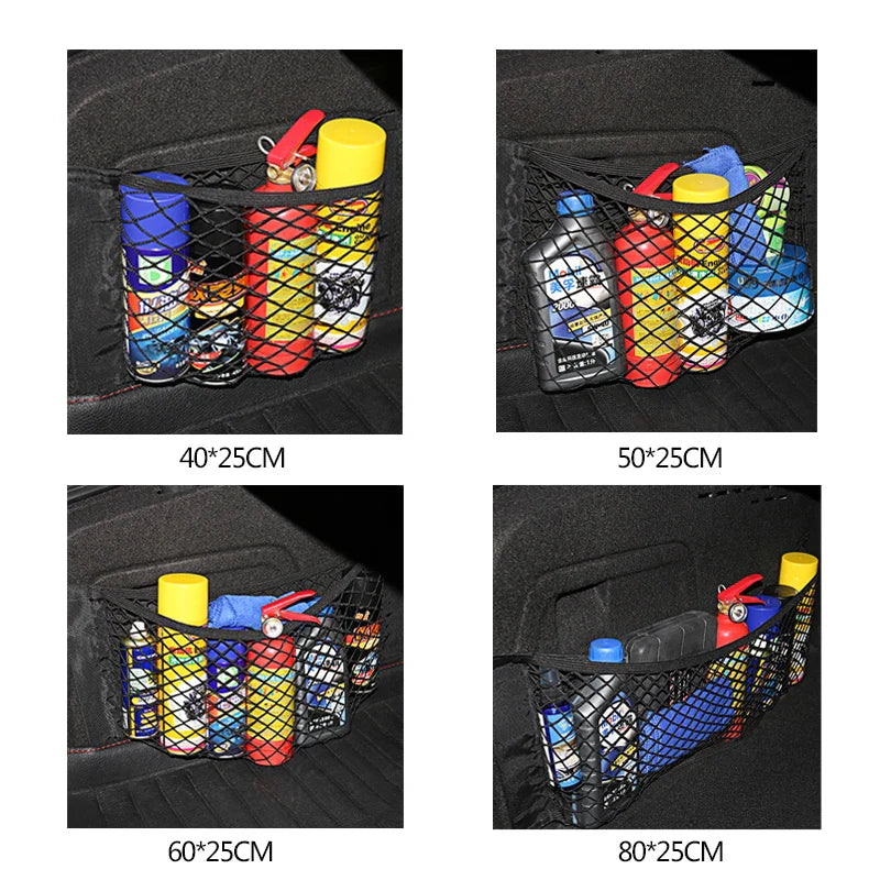 Lot de 2 Filets Velcro de Rangement pour Coffre de Voiture