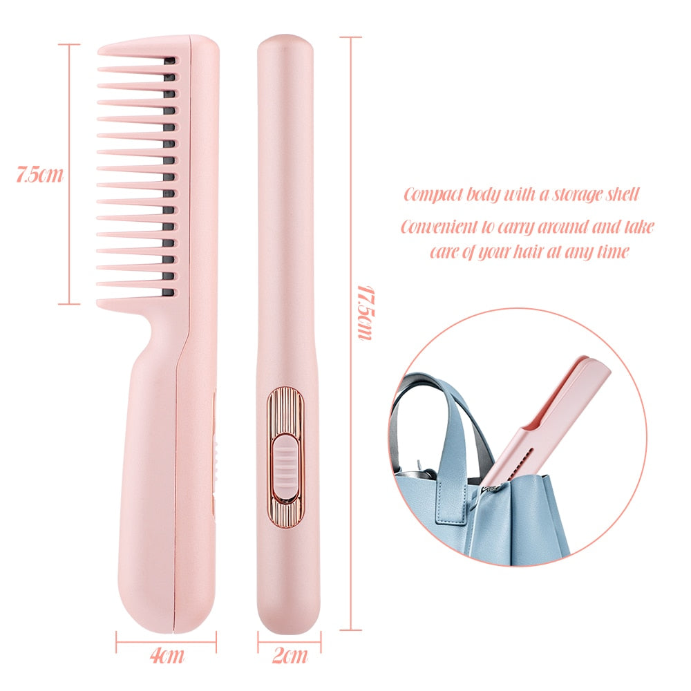 Peigne lisseur thermique portable - Anti frizz