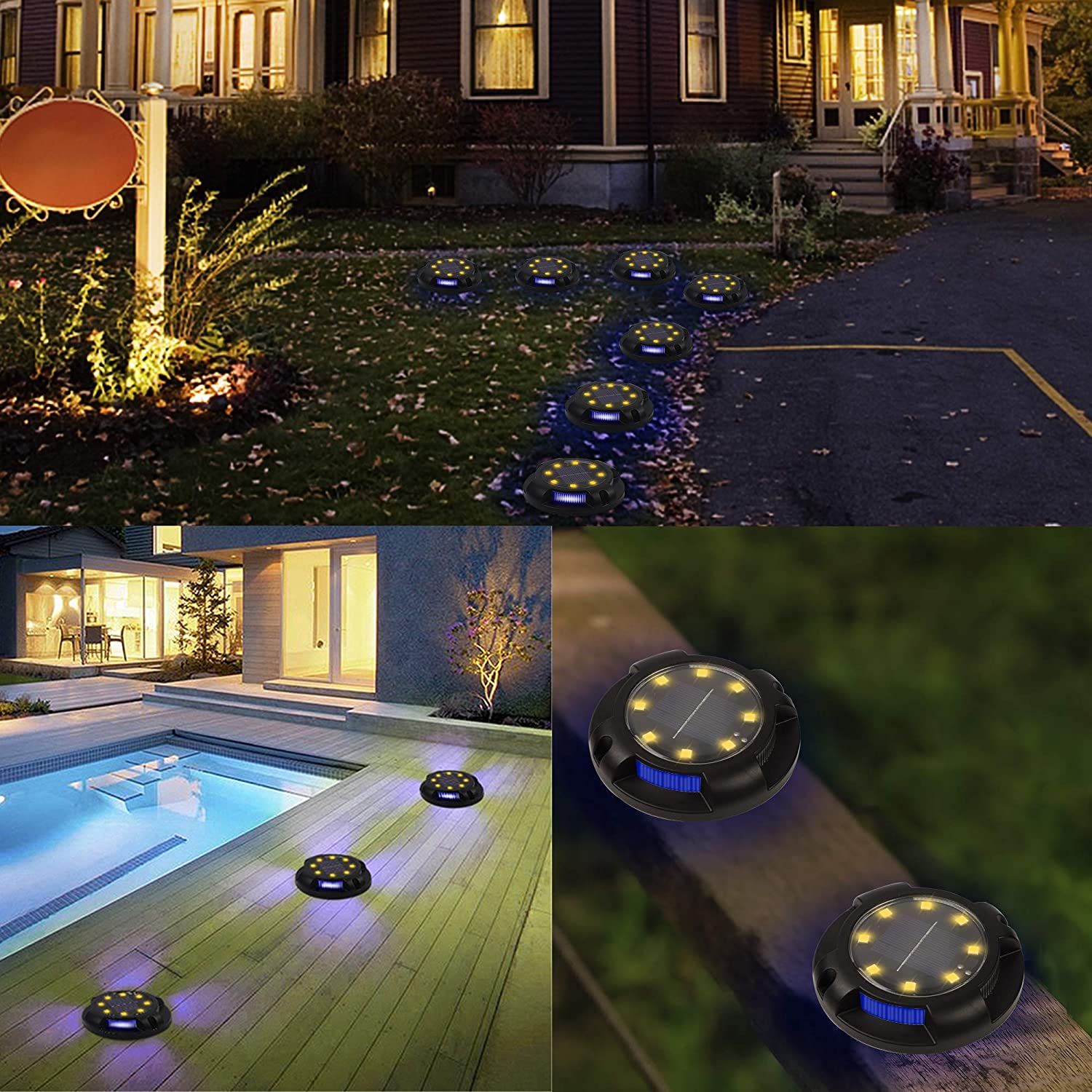 Lot de 4 Spots LED solaires discrets pour jardin