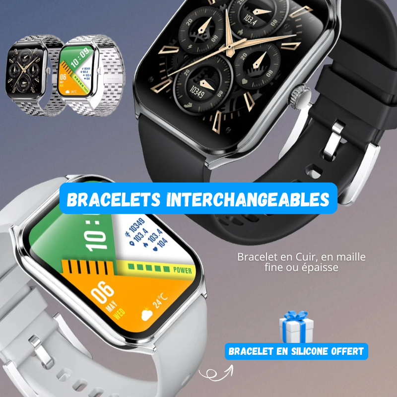 Montre Connectée Ultra Fine - Écran AMOLED HD 1.96" + 1 Bracelet OFFERT