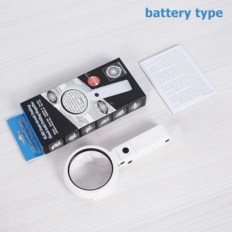 Loupe de lecture avec Pied & Lumière – 8 LEDs Blanches