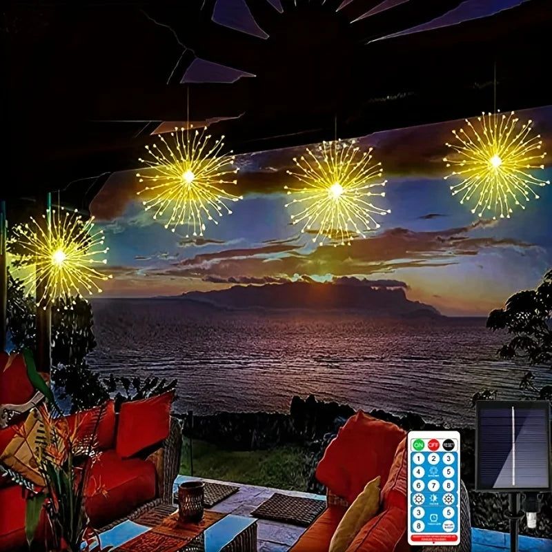 Lot de 4 Lumières Solaires Suspendues Feux d'Artifice