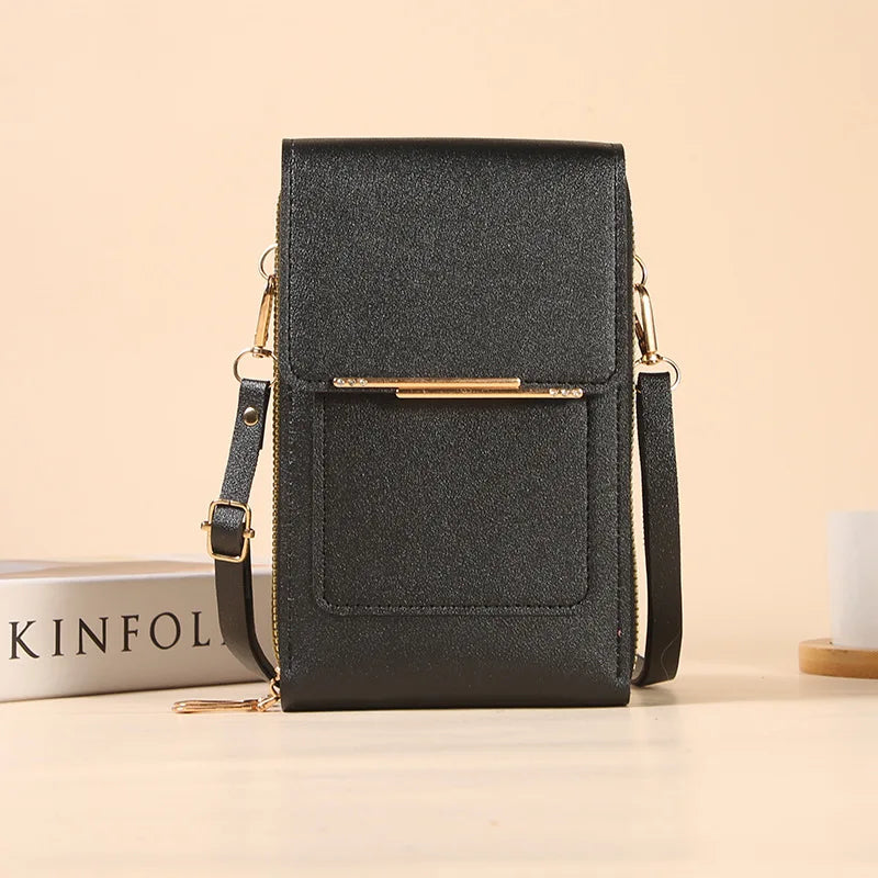 Mini Sac Bandoulière Porte-Cartes avec Écran Tactile en Cuir PU