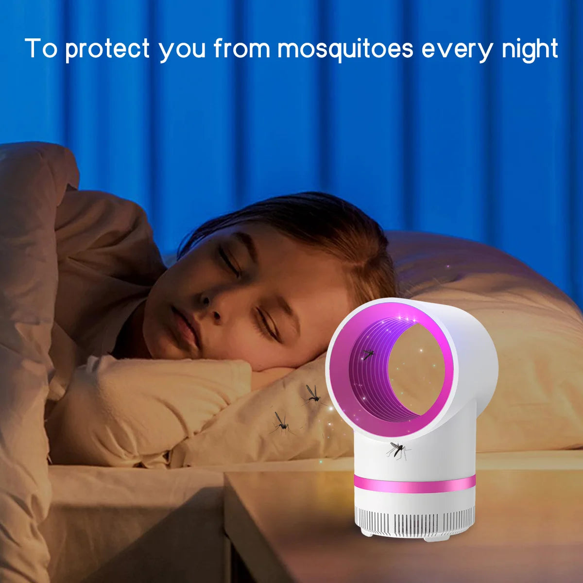 Lampe Anti-Moustiques à Aspiration Puissante Portable, Rechargeable & Silencieuse