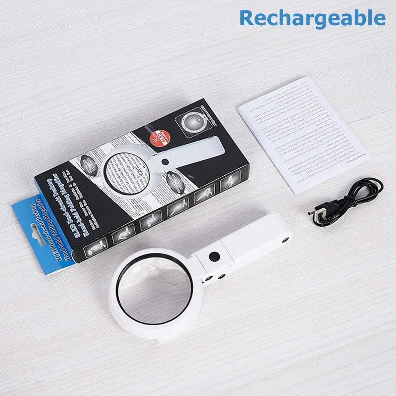 Loupe de lecture avec Pied & Lumière – 8 LEDs Blanches