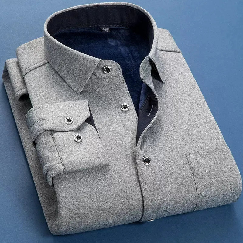Chemise d'affaires à manches longues - Epaisse avec intérieur Polaire chaude