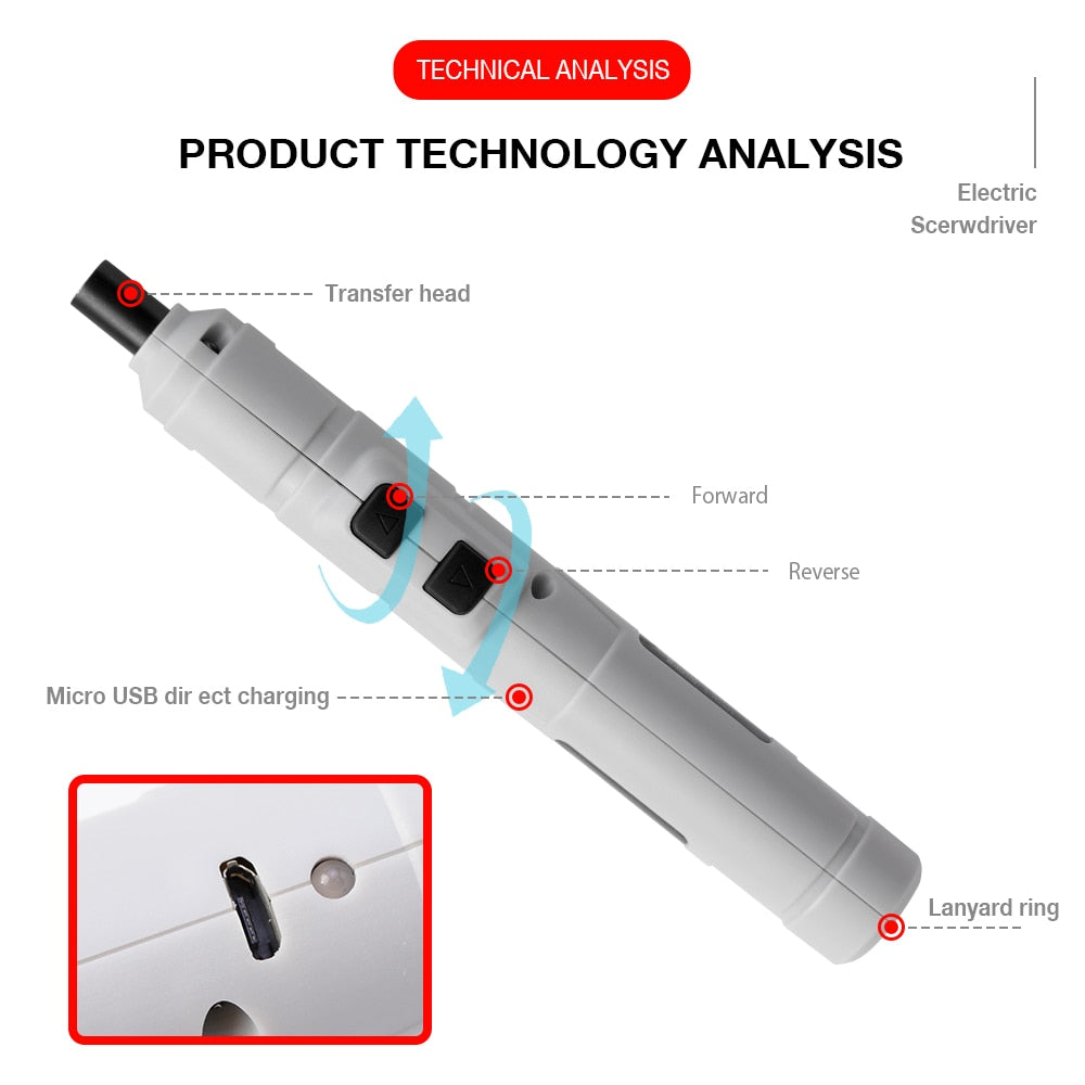 Mini Tournevis Electrique Sans Fil - 12 pièces