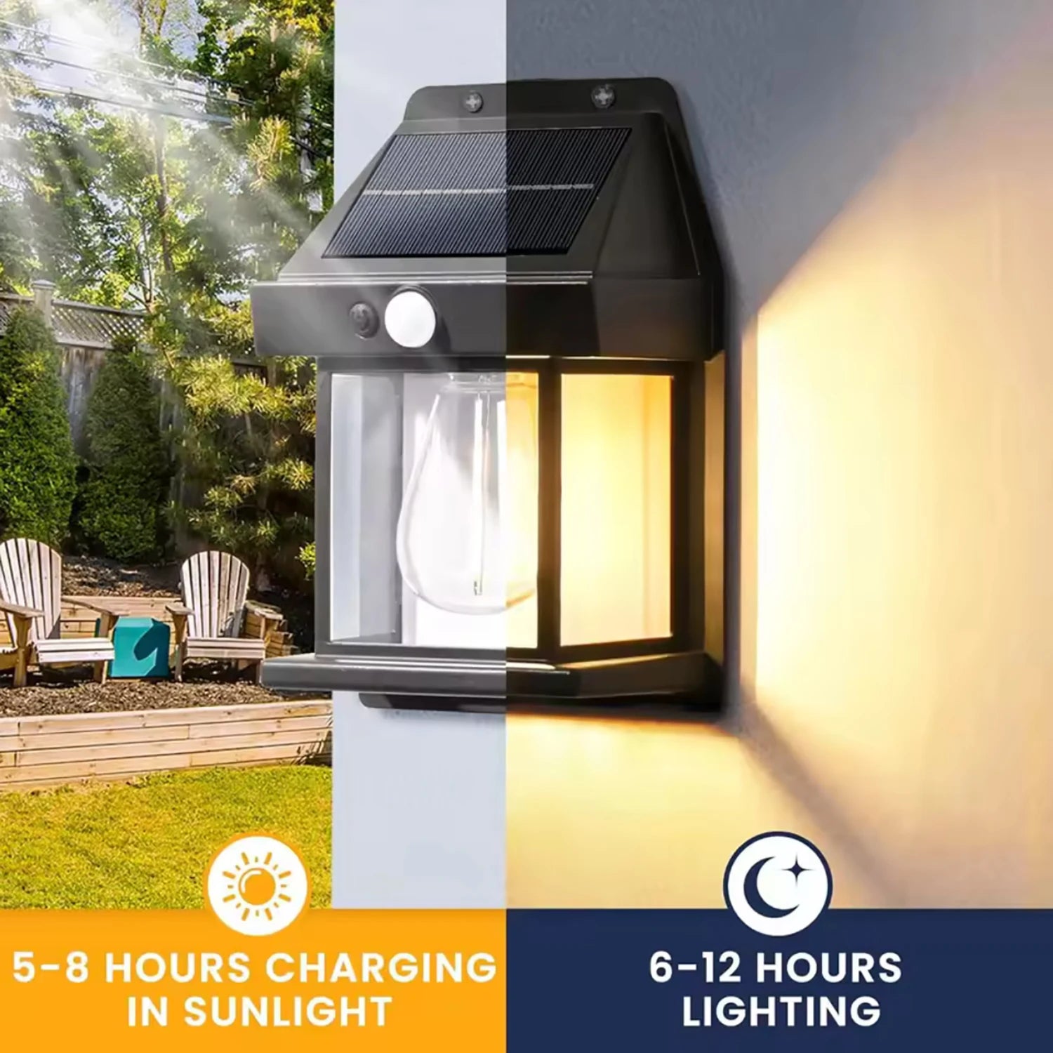 Lampe Extérieure Solaire – Détecteur + Style Vintage