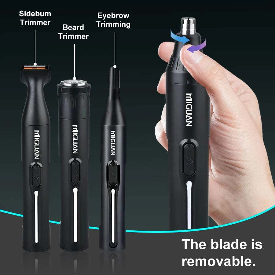 Tondeuse 4 en 1 Rechargeable – Nez, Barbe, Sourcils
