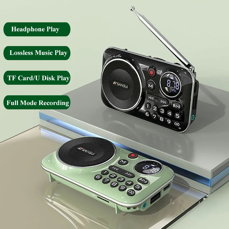 Mini Radio FM Vintage 4 en 1 avec fonction enregistrement - Bluetooth + Lecteur USB et Carte SD