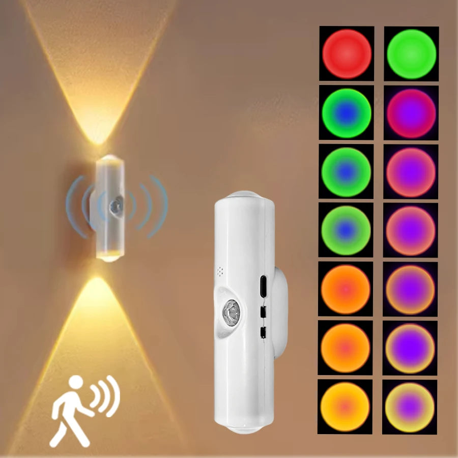 Lot de 4 Lampes LED Magnétiques Rechargeables – Détecteur de Mouvement RGB pour Armoire, Cuisine et Escaliers