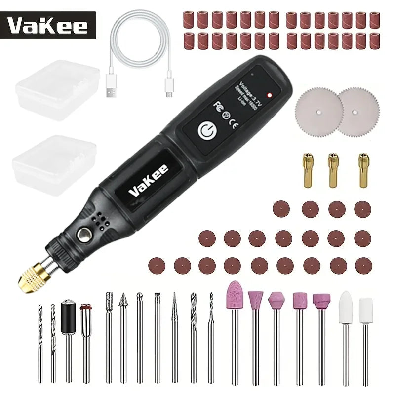 Mini Perceuse Graveur Rotatif Rechargeable USB — Kit Complet, Accessoires Multiples