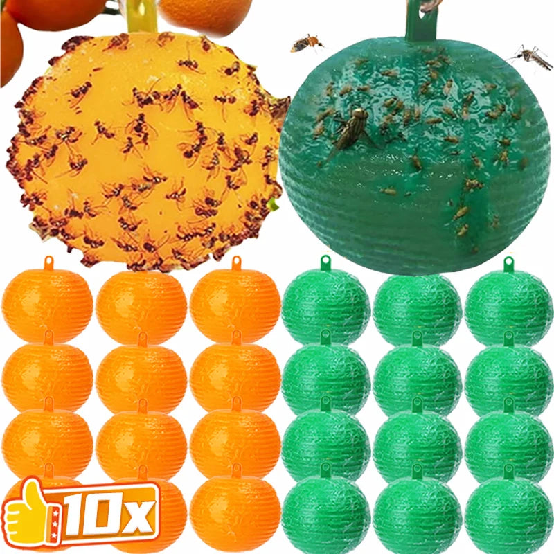 10x Pièges Sphère Adhésifs pour Mouches et Insectes Volants - Résistants aux Intempéries