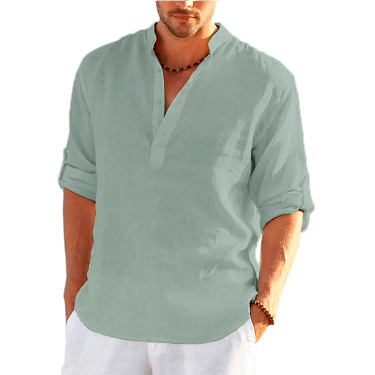Chemise en Lin et Coton manches retroussées