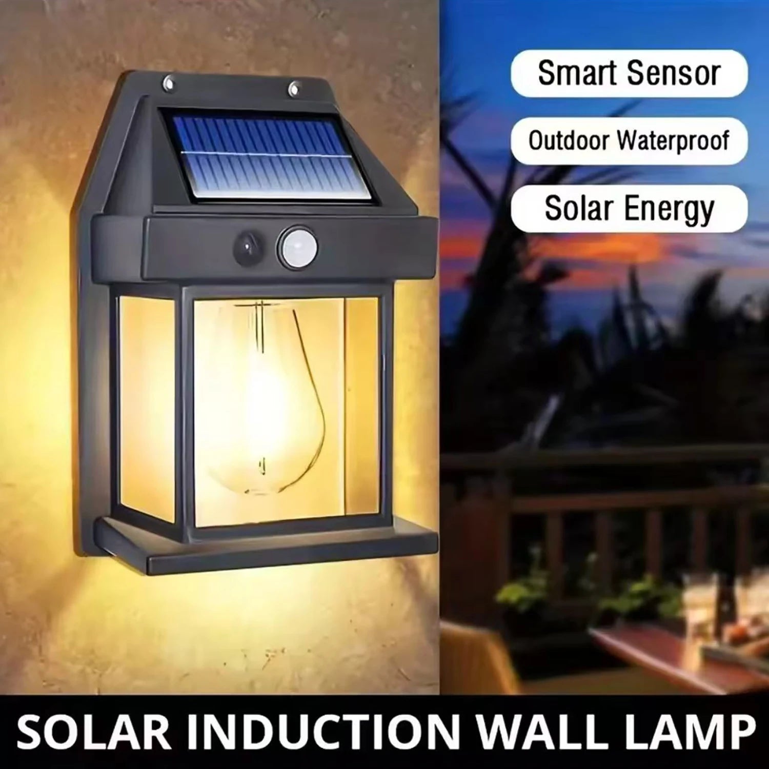 Lampe Extérieure Solaire – Détecteur + Style Vintage