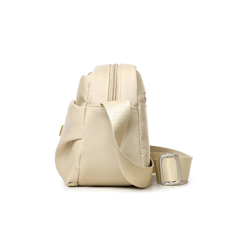 Sac Bandoulière Femme en Nylon Imperméable – Double Compartiment et Multiples Poches Zippées