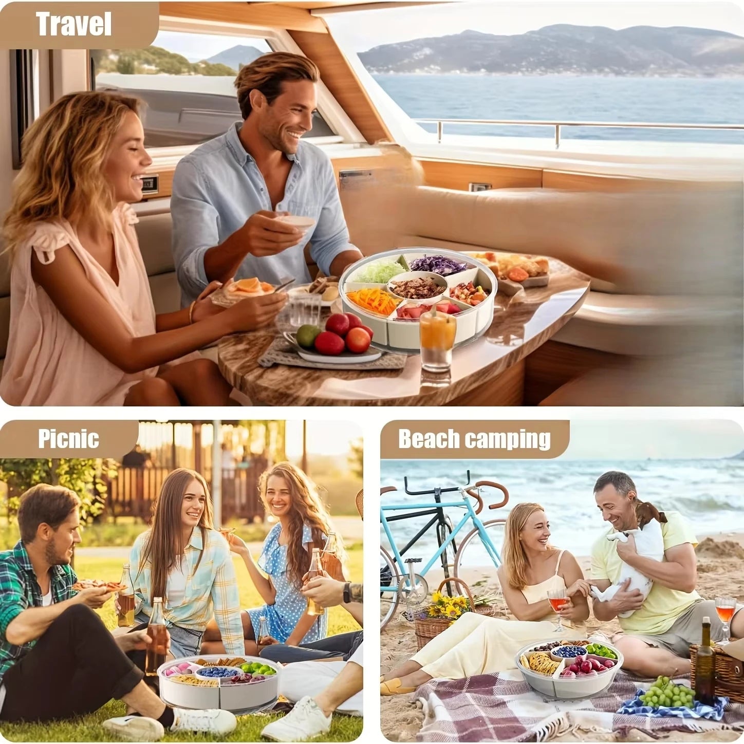 Boîte Rangement Snacks & Fruits – Plateau Tournant 360°