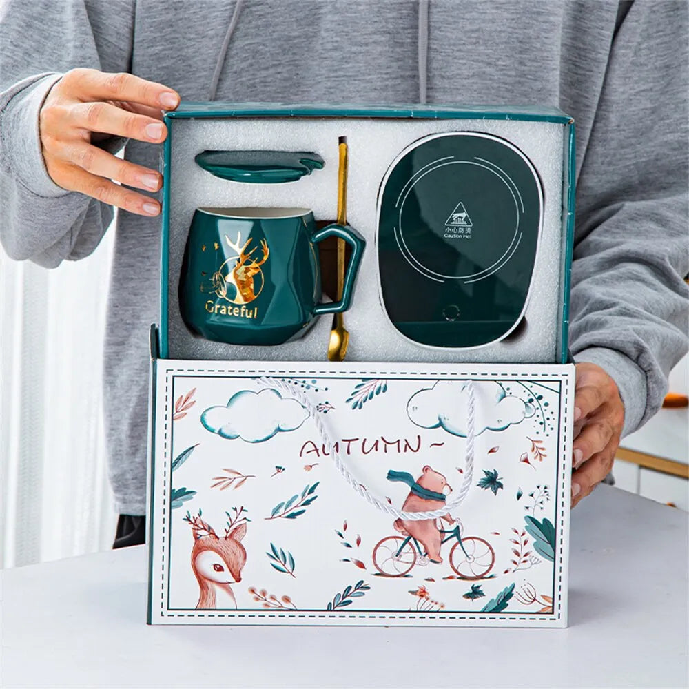 Ensemble Mug + Chauffe Tasse USB - Idée Cadeau