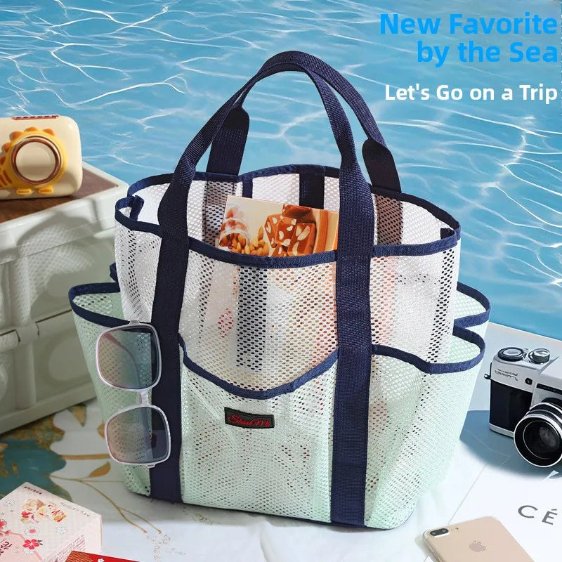 Tote Bag Plage en Maille Grande Capacité — Multi-Poches