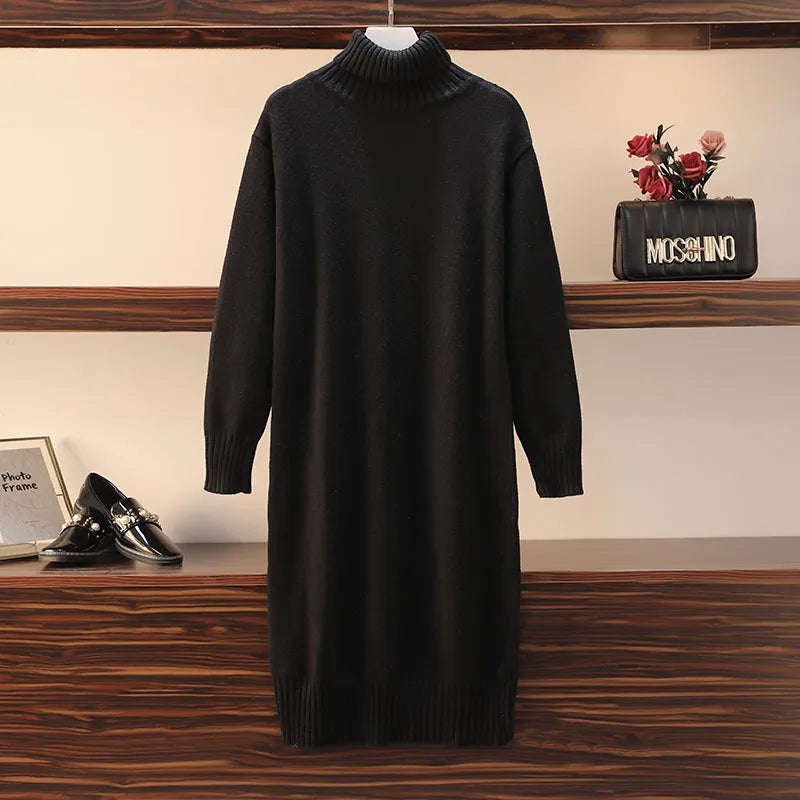 Pull Robe longue ample à col roulé pour femme