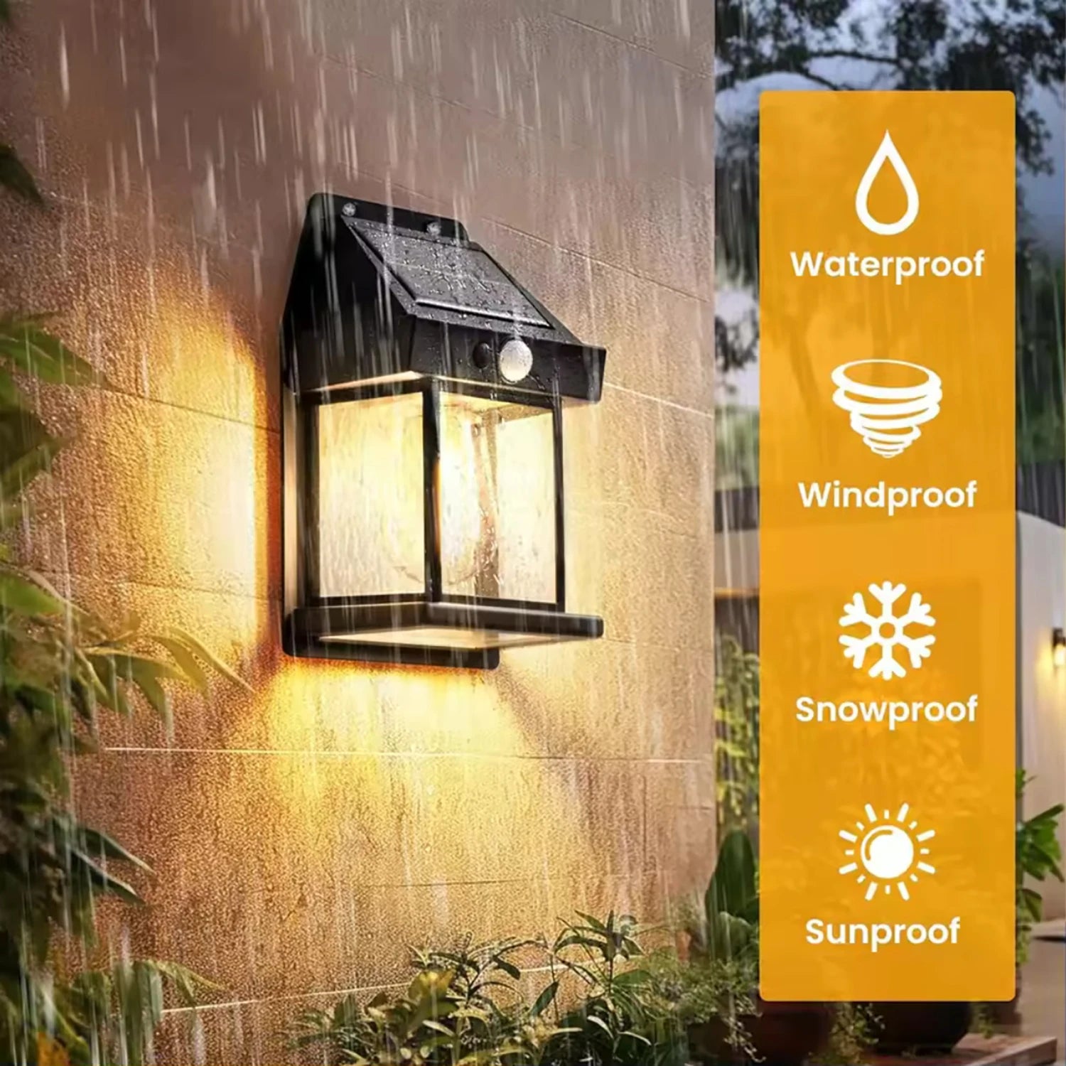 Lampe Extérieure Solaire – Détecteur + Style Vintage