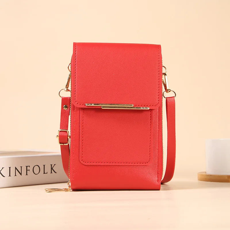 Mini Sac Bandoulière Porte-Cartes avec Écran Tactile en Cuir PU