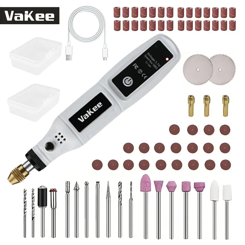 Mini Perceuse Graveur Rotatif Rechargeable USB — Kit Complet, Accessoires Multiples