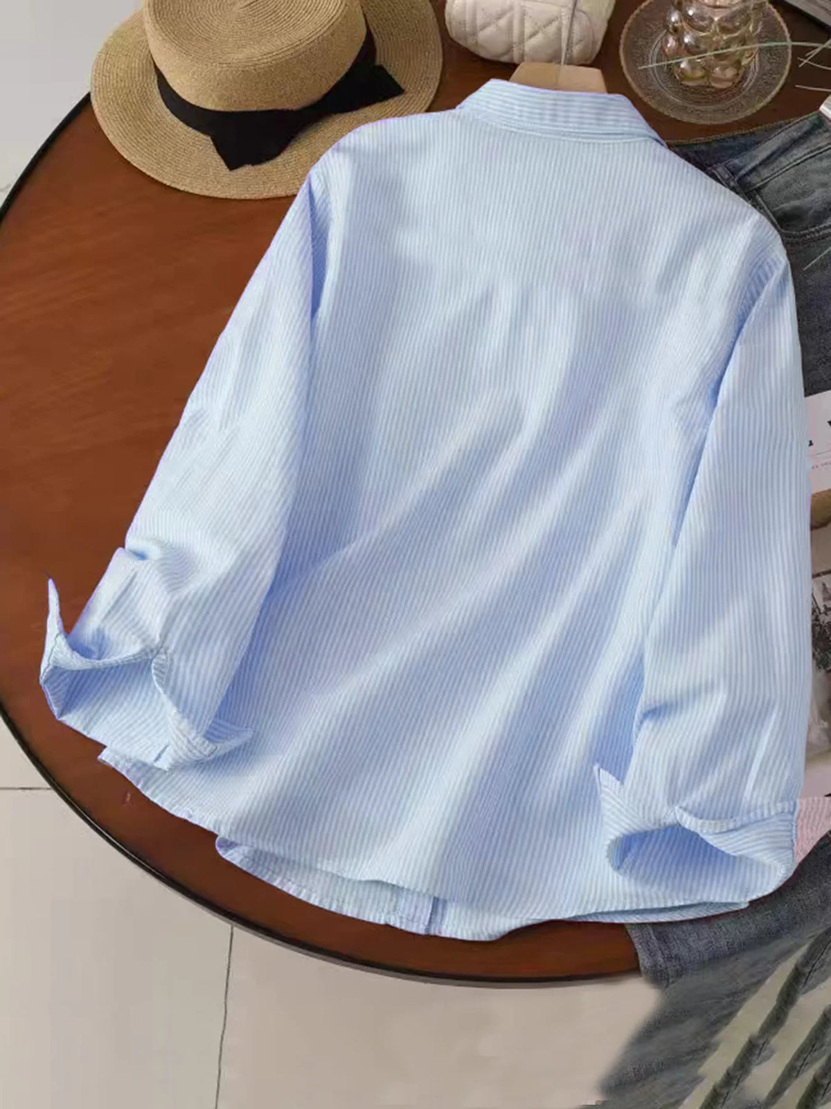 Chemise Homme Rayée à Manches Longues – Motif Cheval Brodé & Style Casual – Printemps & Automne