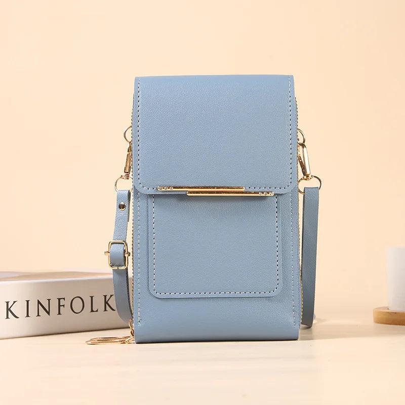 Mini Sac Bandoulière Porte-Cartes avec Écran Tactile en Cuir PU
